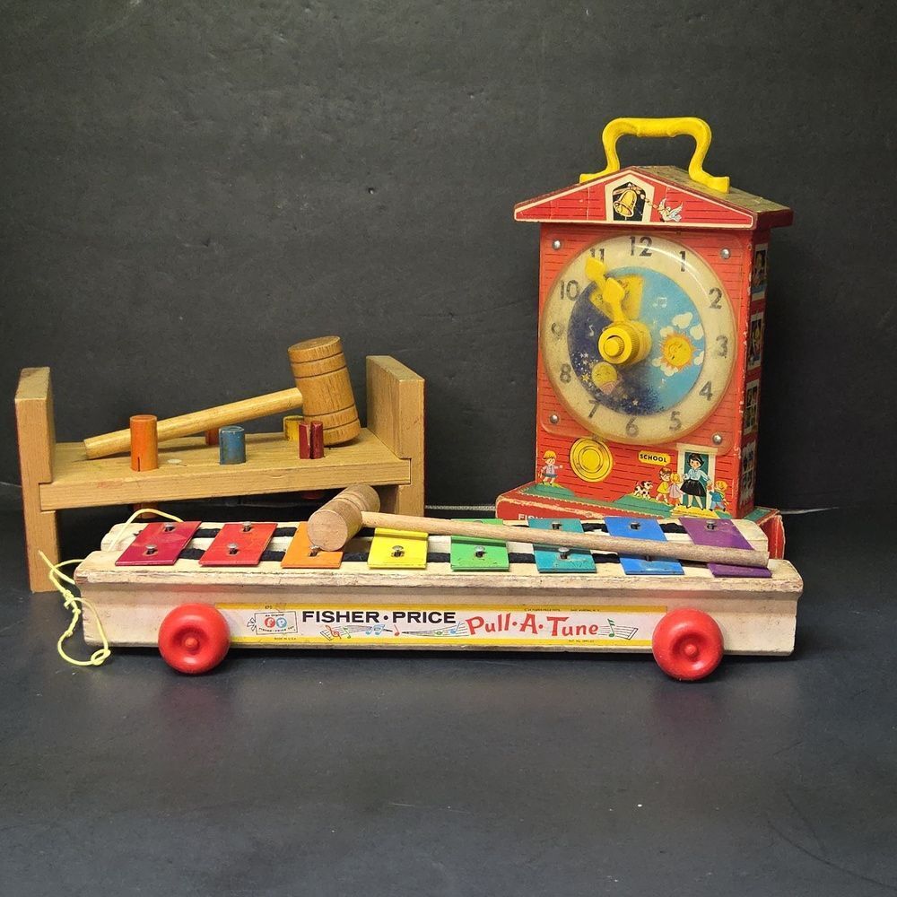 Fisher Price Clock, Playskool Cobblers Bench,‎ Pull A Tune.